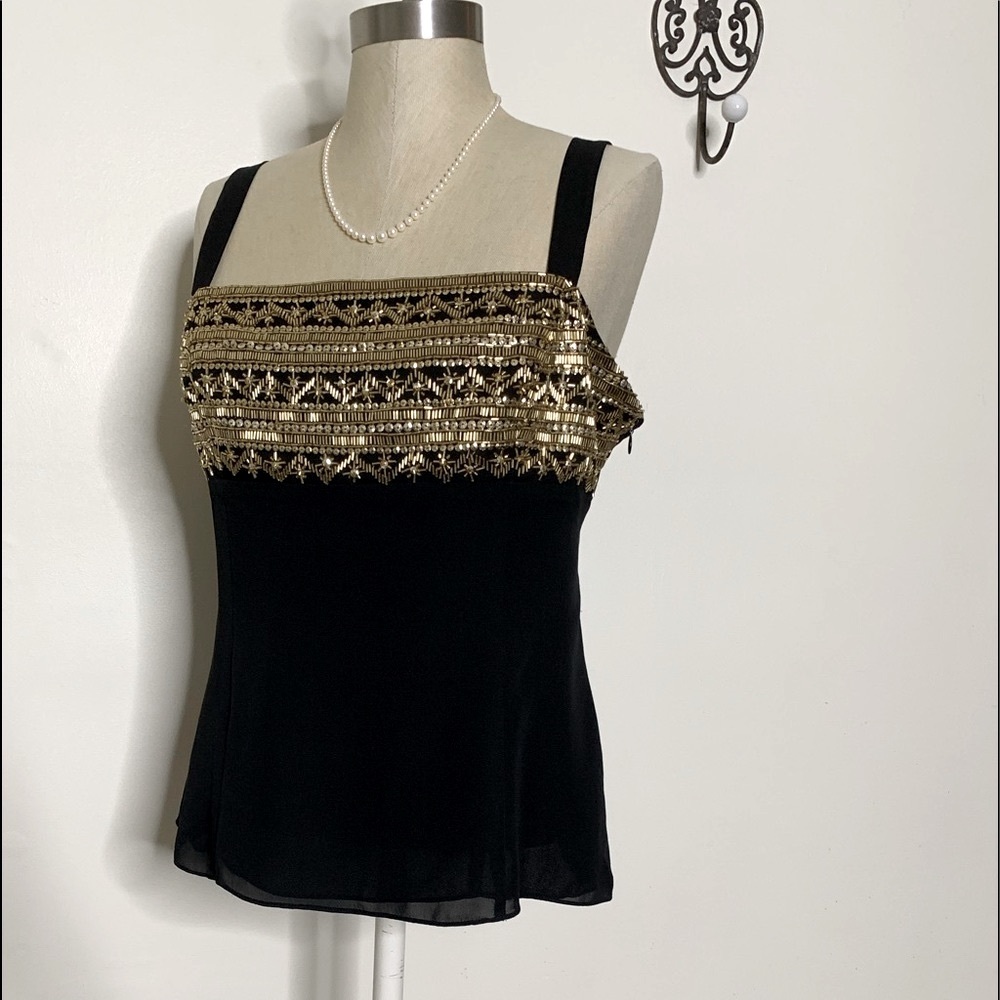 Silk Beaded Sequined Blouse Sz M/L